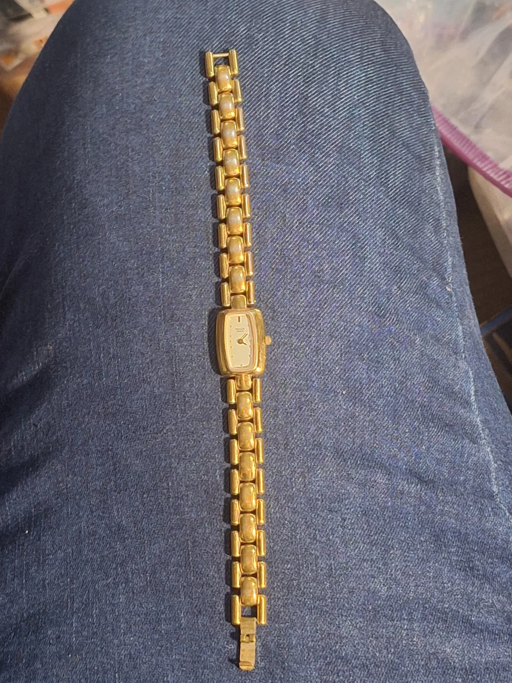 Vintage Pulsar Womens Gold Tone Cocktail Watch Tonneau Link Bracelet NEW BATTERY
